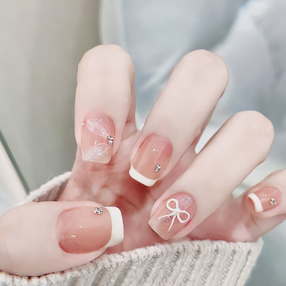 Elegant French Tip Press-On Nails Stornfield