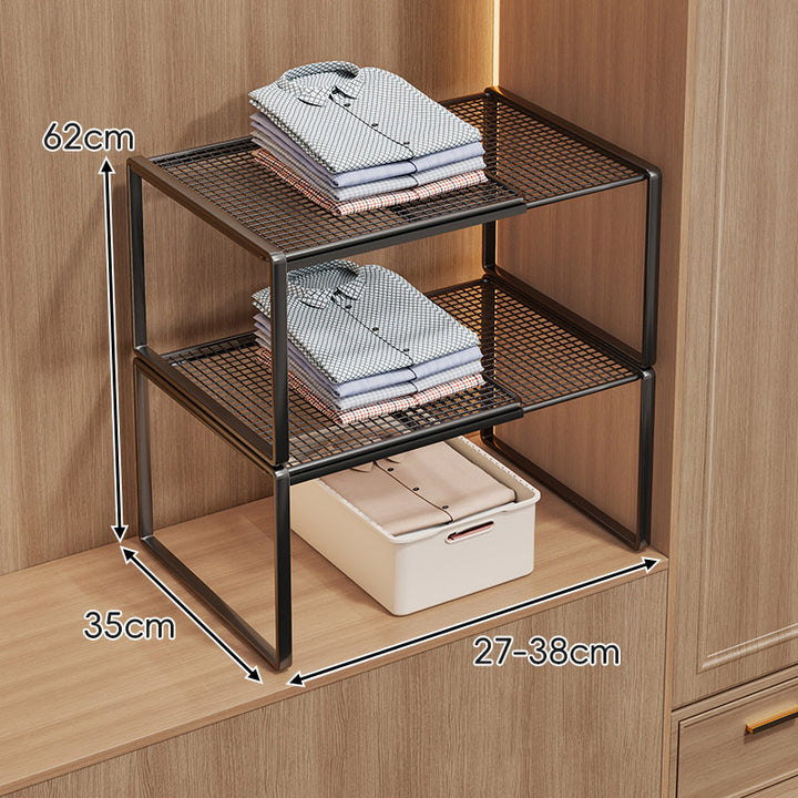 Adjustable Mesh Shelf Riser for Closet Countertop and Cabinet