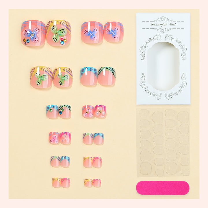 Decorative Press-On Nail Set with Elegant Butterfly Designs Stornfield