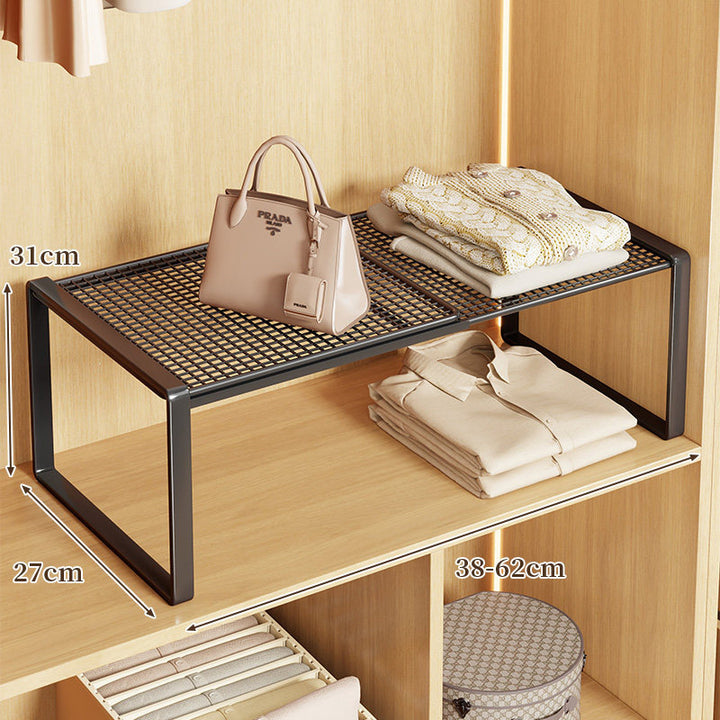 Expandable Metal Closet Shelf Riser and Stackable Wardrobe Organizer