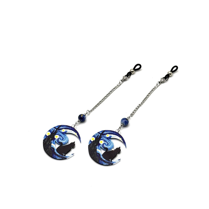 Artistic Cat and Moon Dangle Eyewear Chain Stornfield