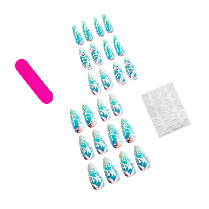 Artistic stiletto nails with maritime accents Stornfield