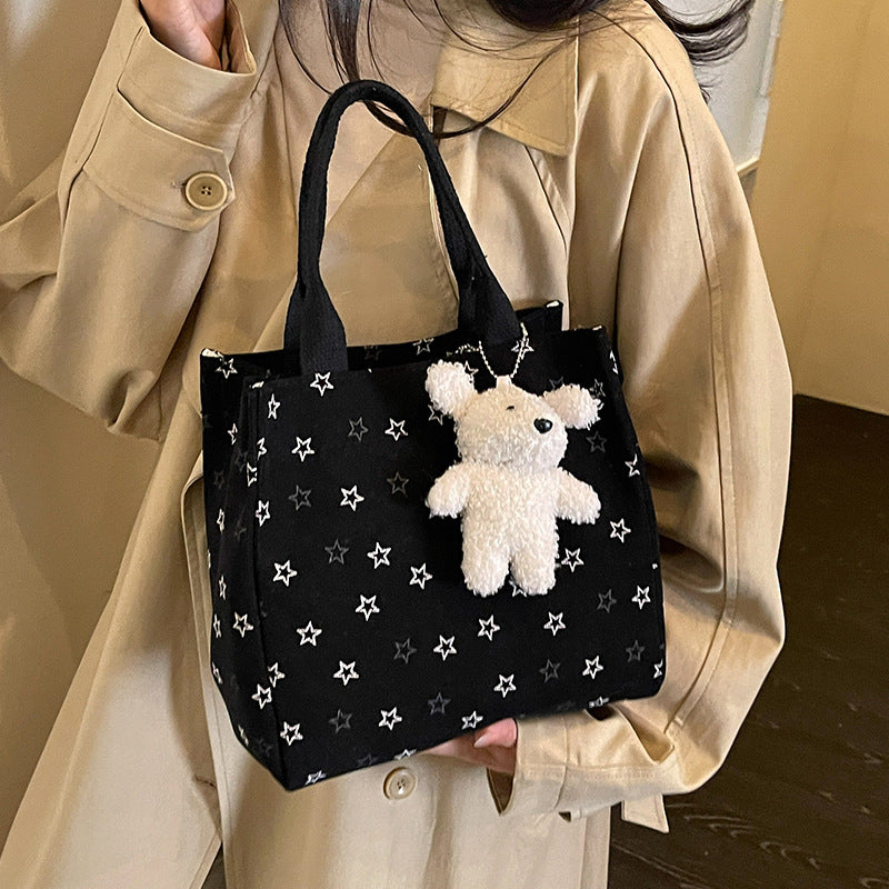 Casual Star-Patterned Mini Tote Bag