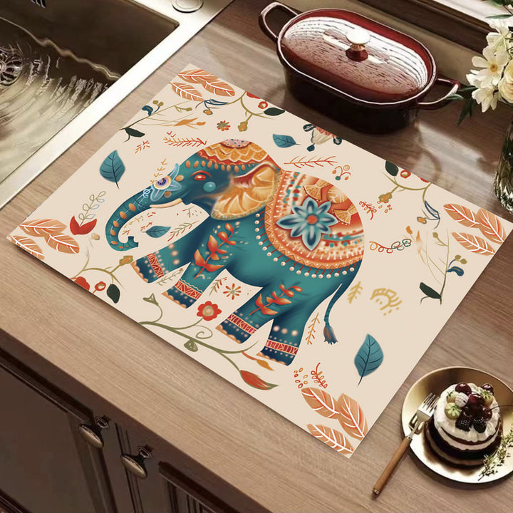 Elephant-Themed Kitchen Mat