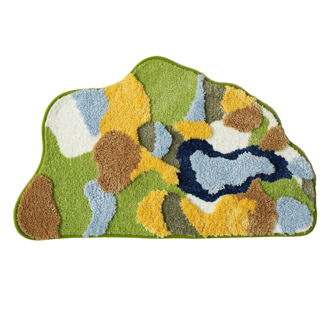 High-pile bathroom rug in organic shape with abstract textured pile Stornfield