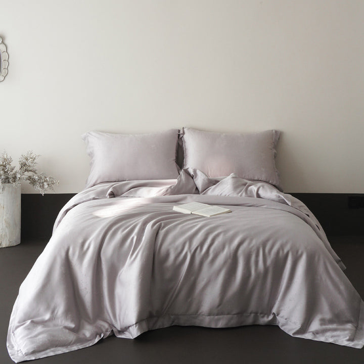 Hotel-Style Satin-Feel Duvet Cover and Pillowcase Set with Hidden Closure