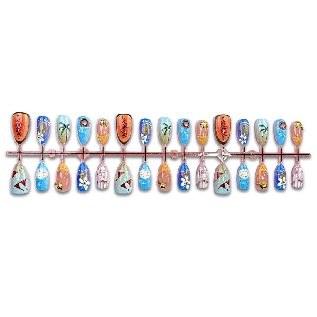 Artistic Ocean-Inspired Press-On Nail Set