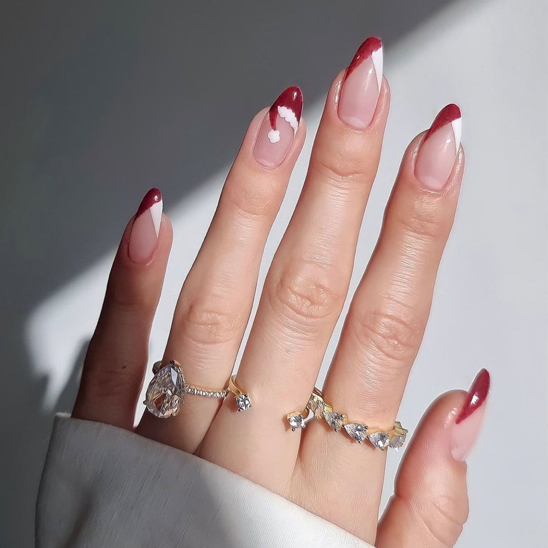 Acrylic nail set with stylish French tip design and elegant color gradients Stornfield