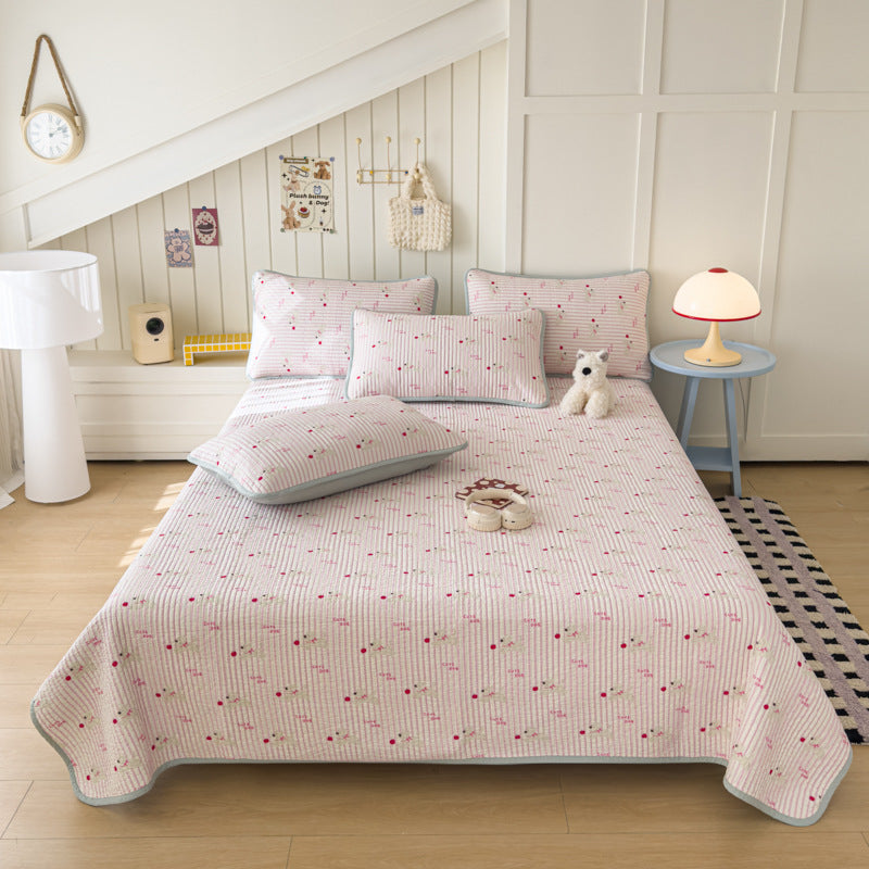 Lightweight Quilted Cotton Bedspread and Mattress Coverlet Set