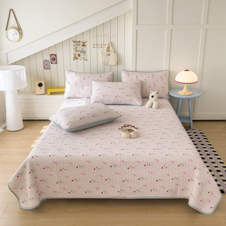 Lightweight Quilted Cotton Bedspread and Mattress Coverlet Set