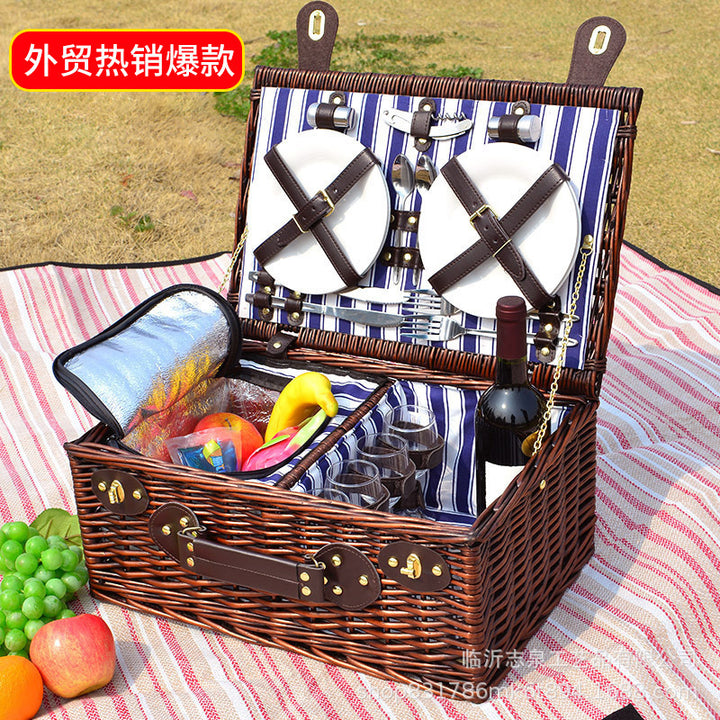 Women's luxurious picnic basket with integrated dish set and insulated cooling function Stornfield