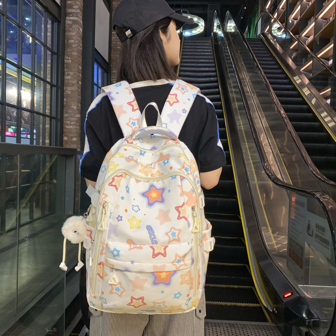 Backpack with Colorful Star Motif and Multifunctional Compartments Stornfield