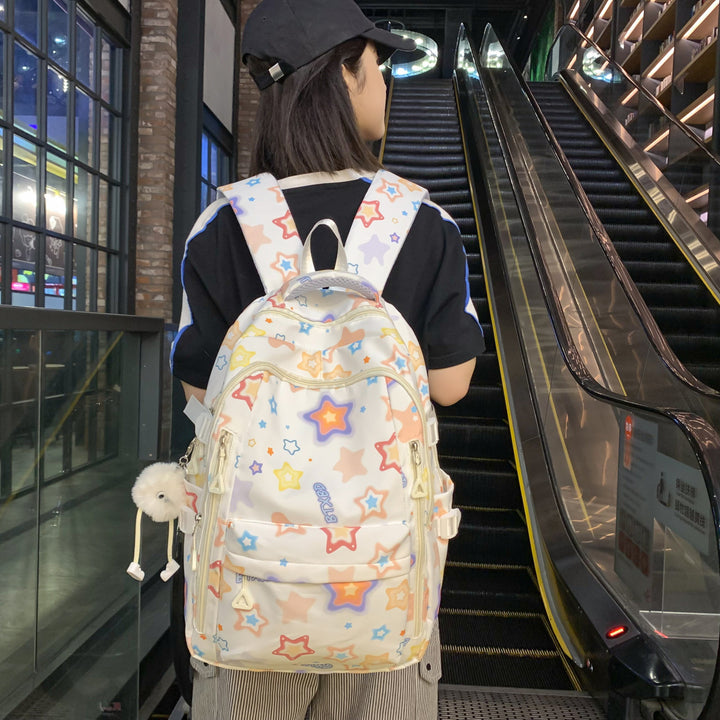 Backpack with Colorful Star Motif and Multifunctional Compartments Stornfield