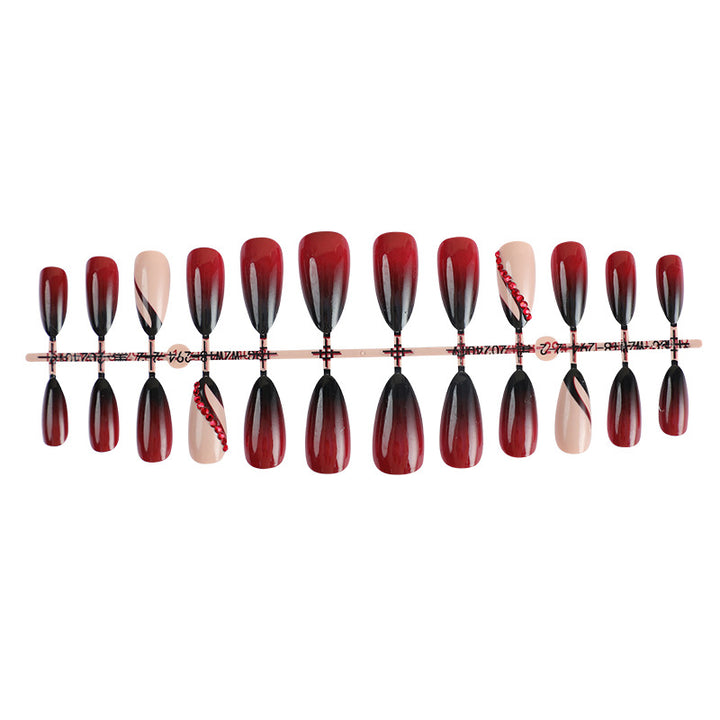 Nail set with elegant ombre design and creative decorations Stornfield