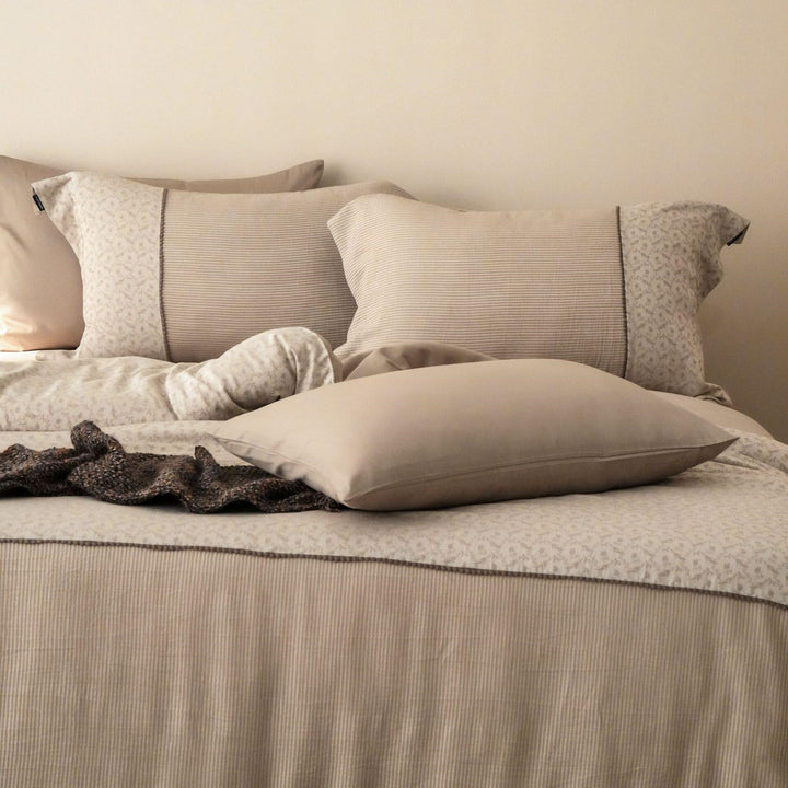 Luxurious bedding set made of washed cotton percale with fine waffle texture