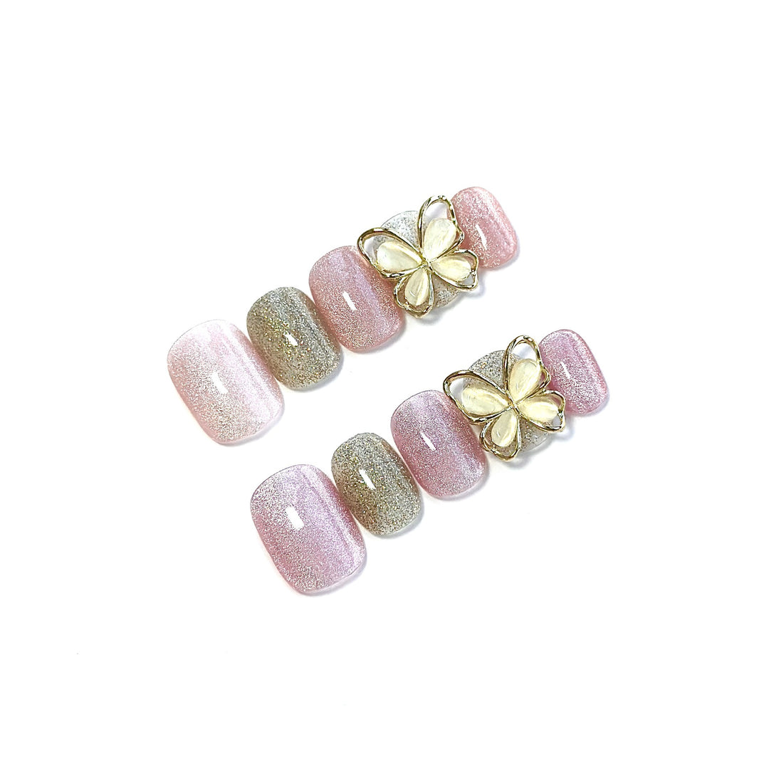 Decorative Press-On Nail Art Set with Butterfly Accent
