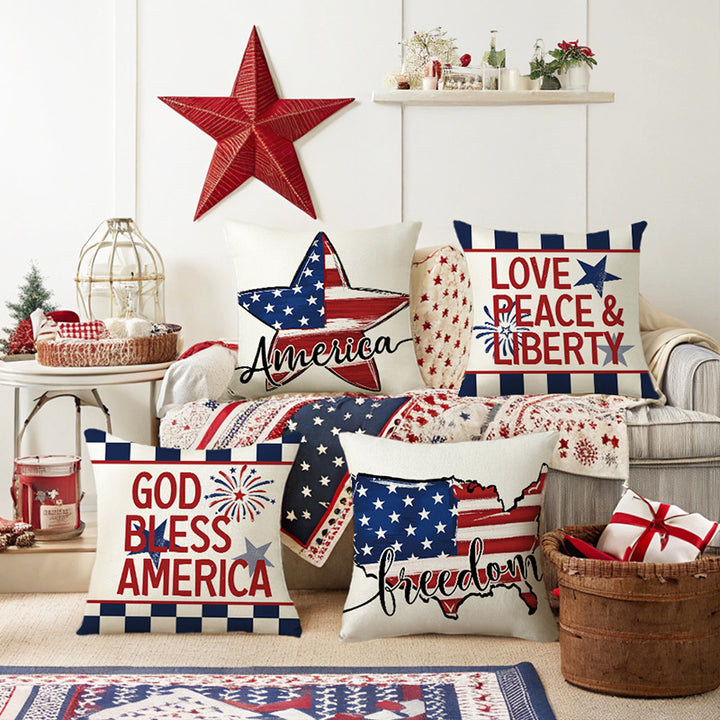 Patriotic Decorative Cotton-Linen Throw Pillow Cover
