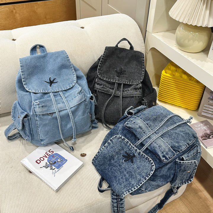 Stylish Denim Drawstring Backpack Stornfield