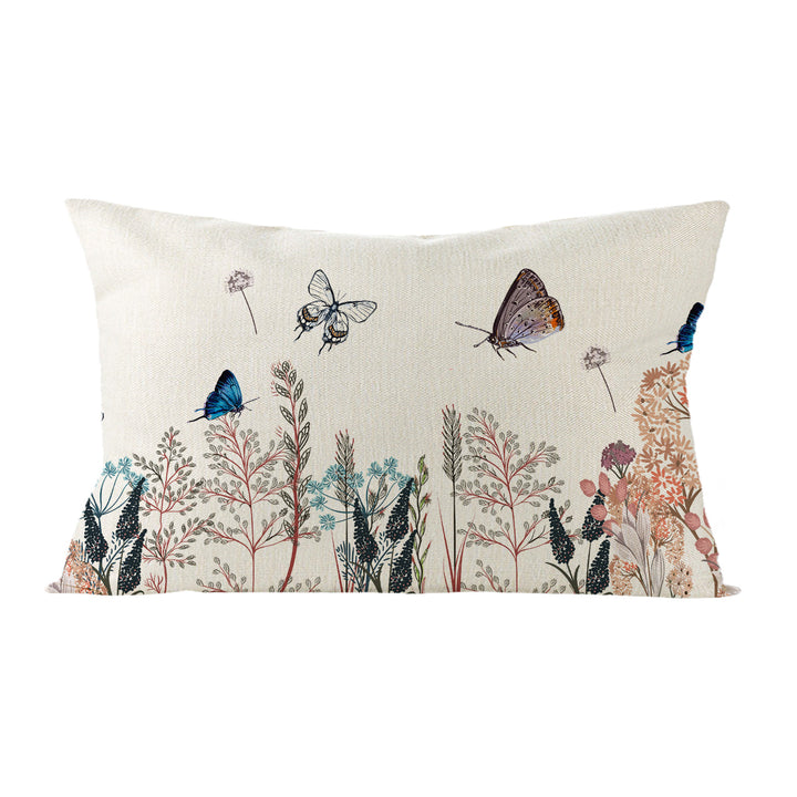 Botanical Watercolor Cotton-Linen Throw Pillow Cover