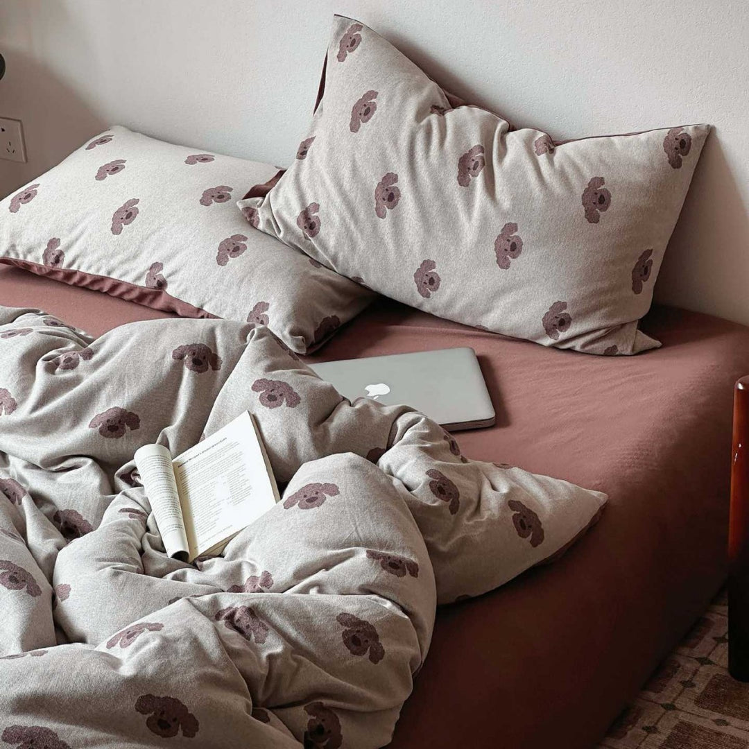 Cherry-Print Cotton Jersey Duvet Cover Set with Matching Pillowcases