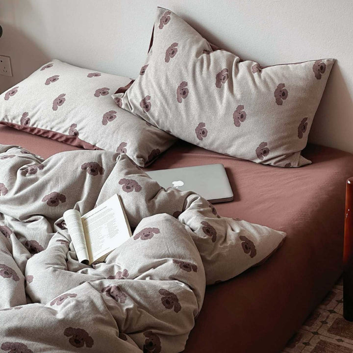 Cherry-Print Cotton Jersey Duvet Cover Set with Matching Pillowcases
