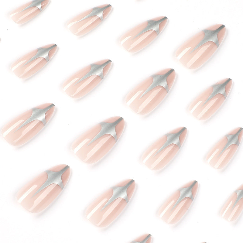 Artful Stiletto Nails with Silver Accents Stornfield