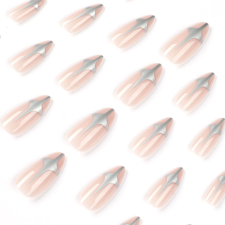 Artful Stiletto Nails with Silver Accents Stornfield