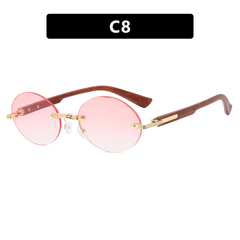Women's round sunglasses with elegant wooden frame and UV protection Stornfield
