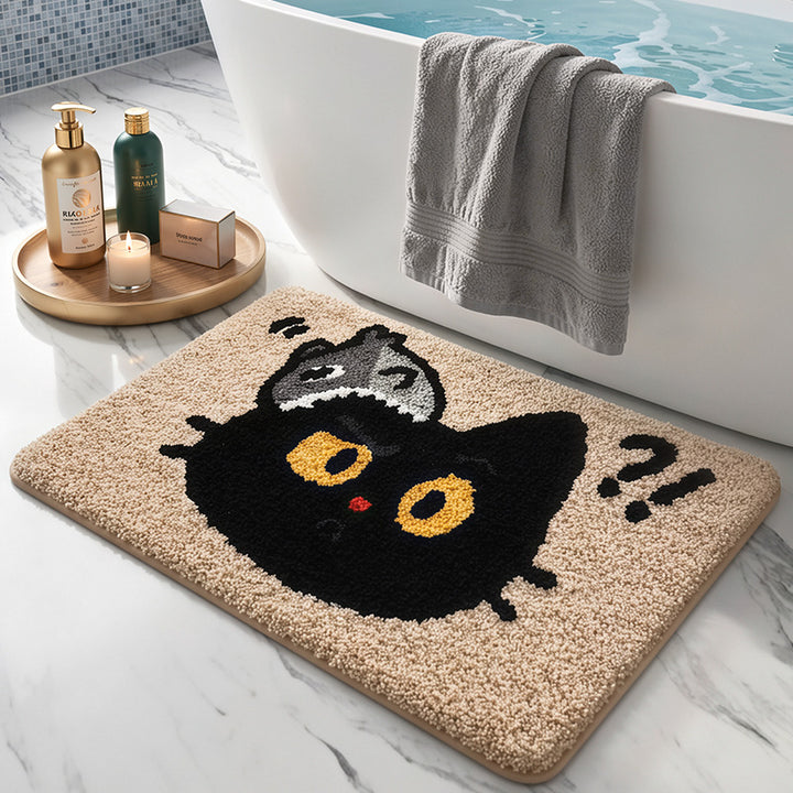 Cute Cat-Themed Plush Bath Mat