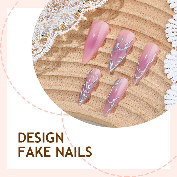 Creative Nail Art Set with Elegant Gradient and Marbled Details Stornfield