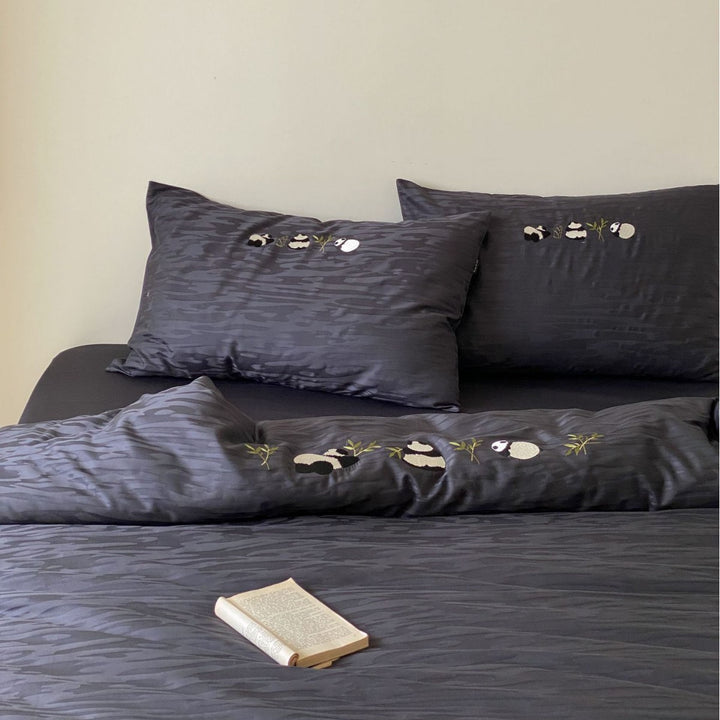 Luxury Satin Jacquard Duvet Cover Set with Pillow Shams and Bed Skirt