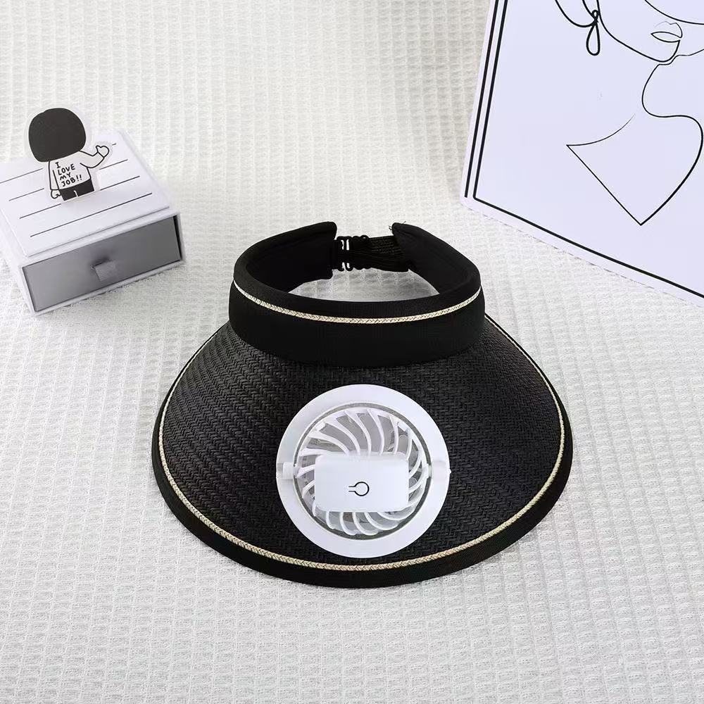 Breathable sun visor with detachable front fan and adjustable neck strap Stornfield