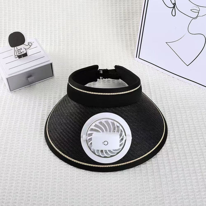 Breathable sun visor with detachable front fan and adjustable neck strap Stornfield