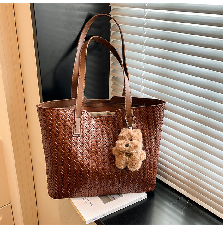Woven Leather Shoulder Tote Bag Stornfield