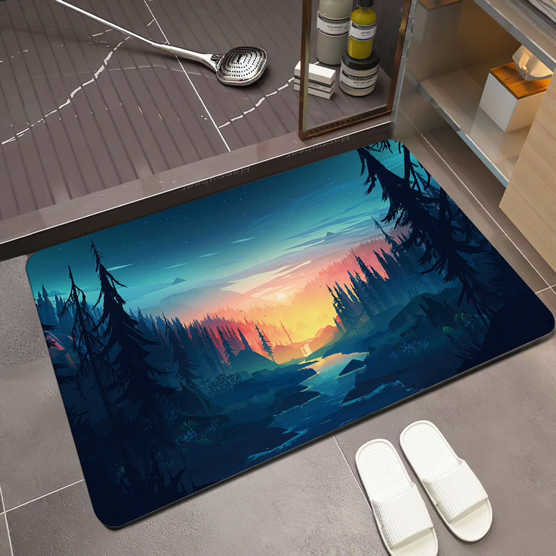 Scenic Mountain Landscape Bath Mat Stornfield
