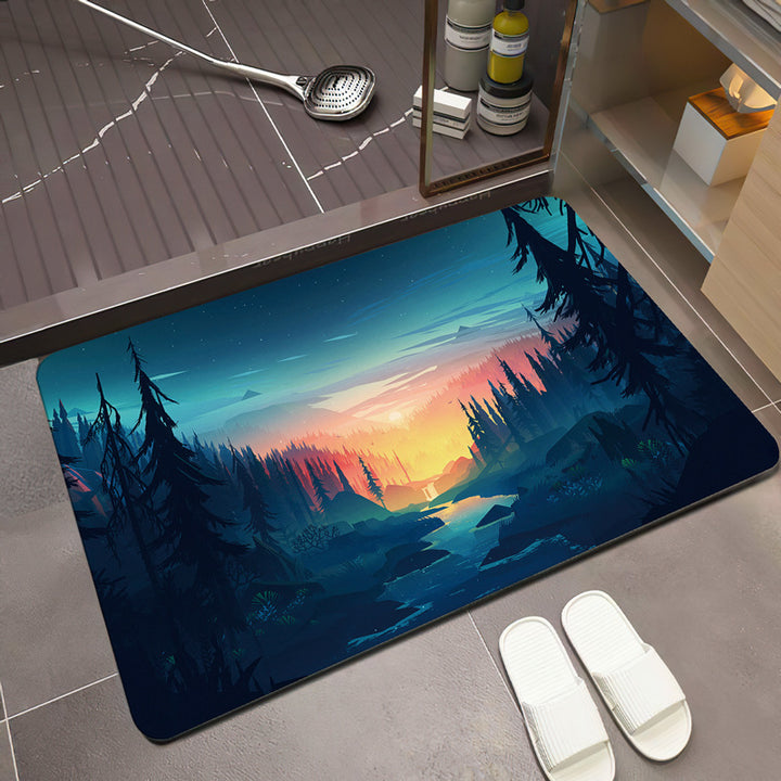 Scenic Mountain Landscape Bath Mat Stornfield