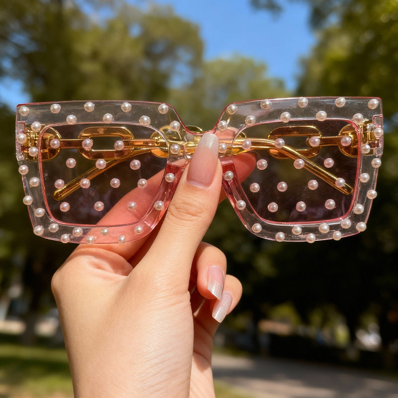 Decorative Pearl-Embellished Cat Eye Sunglasses Stornfield
