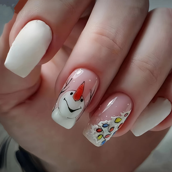 Artificial nails with Playful Festive Snowman Design Stornfield