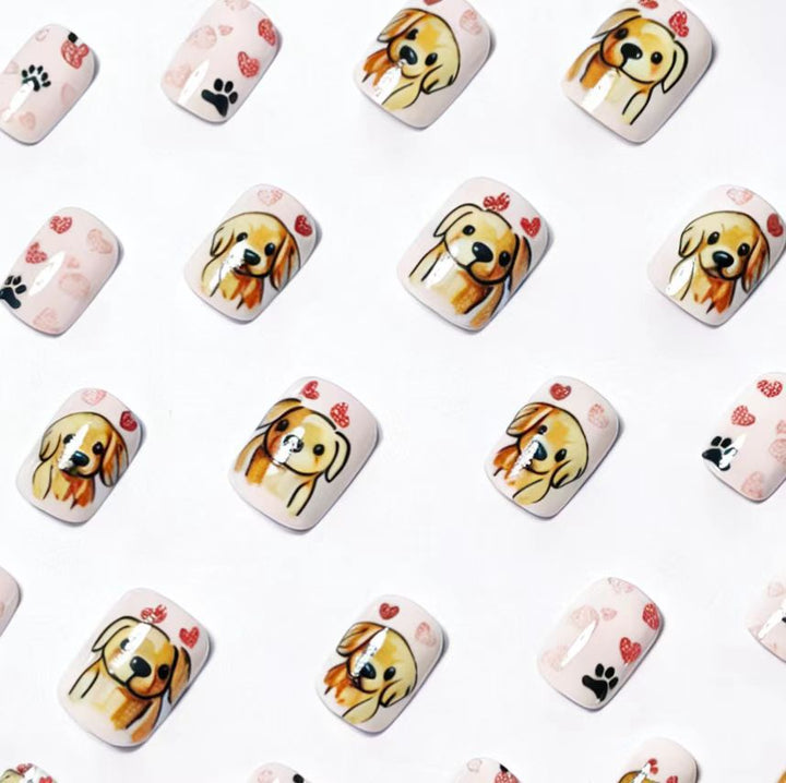 Artificial nails with cute dog friend design Stornfield