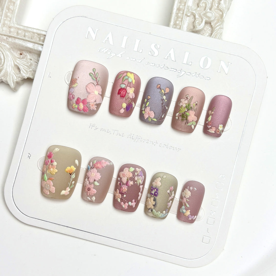 Floral Embellished Press-On Nail Collection