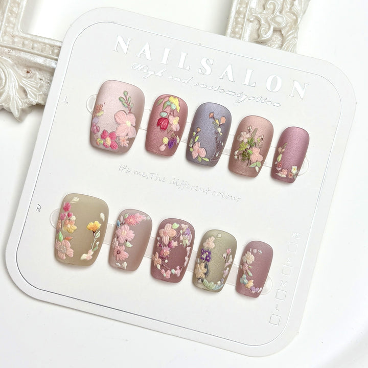 Floral Embellished Press-On Nail Collection
