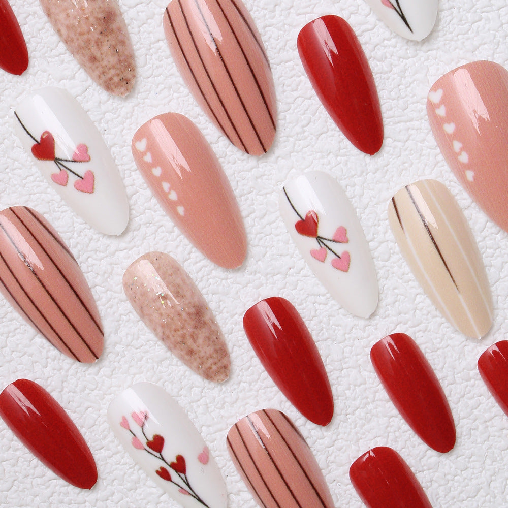 Artistic Heart-Designed Press-On Nails Stornfield
