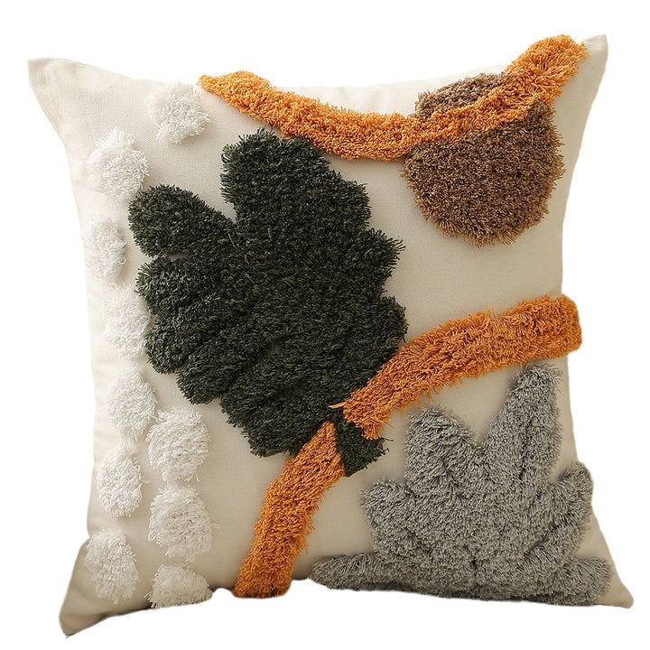 Boho-woven decorative cushion with textured chenille applications Stornfield