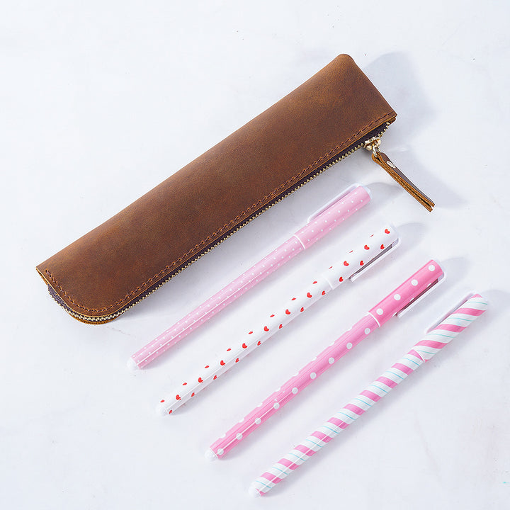 Leather Zippered Pencil Case  1790590109