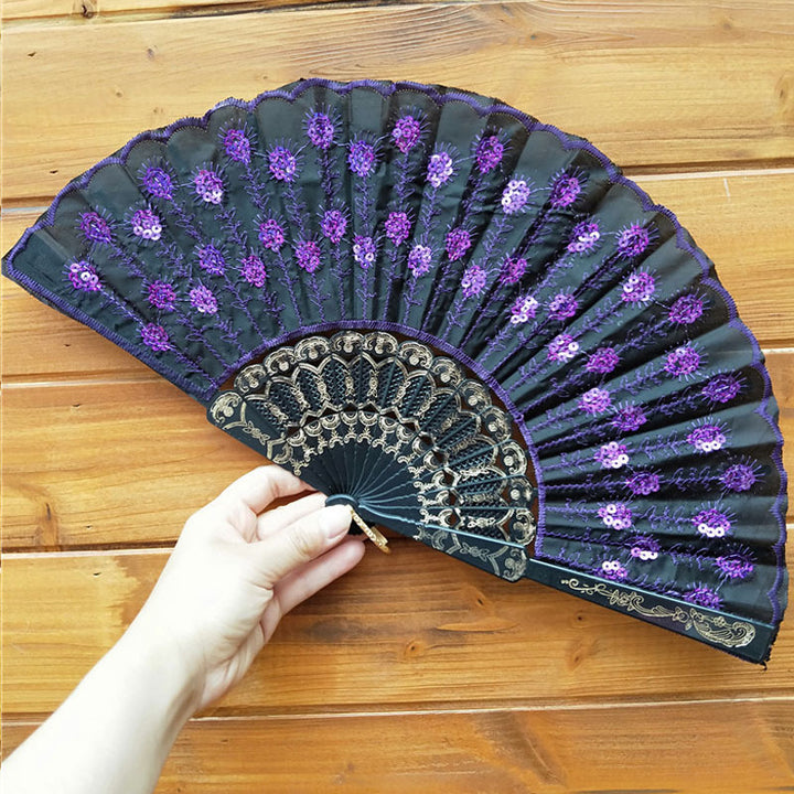 Women's high-quality lace fan with artistic floral motifs Stornfield