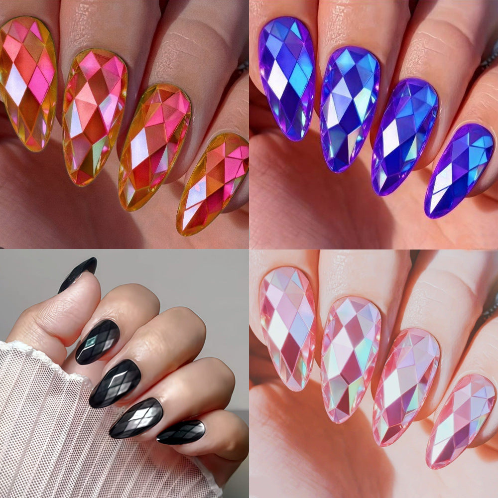 Artistic Press-On Nail Set with Geometric Design Stornfield