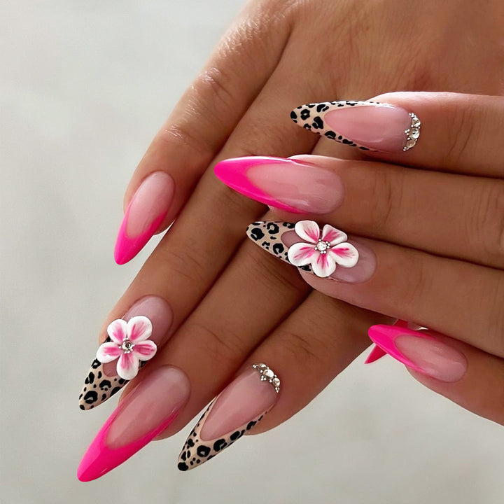 Creative nail art set with floral leopard design Stornfield