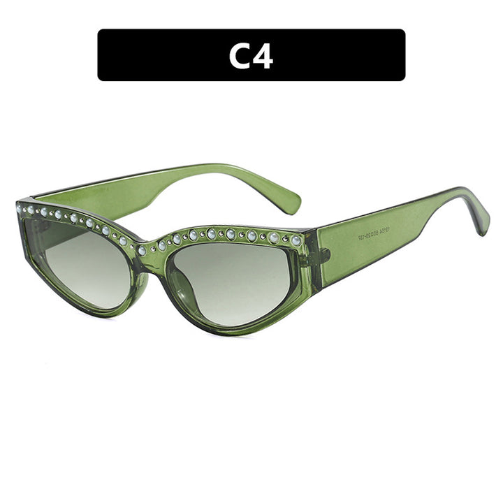 Women's Cat-Eye Sunglasses with Sparkling Rhinestone Accents and Animal Pattern Stornfield