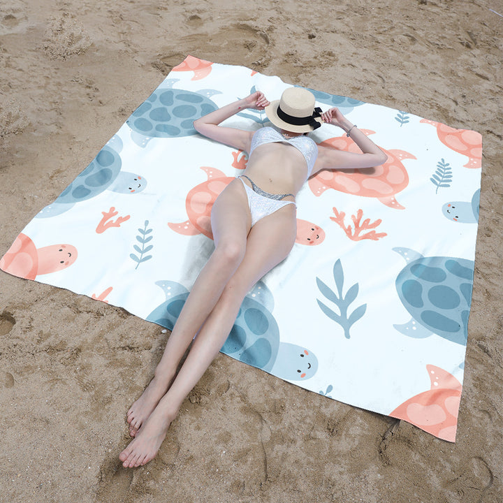 Beach blanket with sweet turtle motif Stornfield