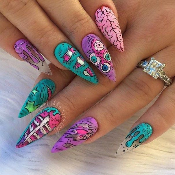 Creative nail art set with colorful 3D designs Stornfield